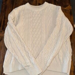 100% Cotton J. Crew Cream Cable Knit Sweater
